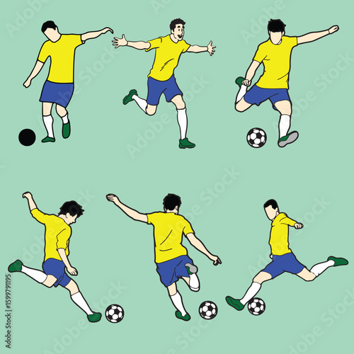 Dynamic football player vector illustrations for sports graphics