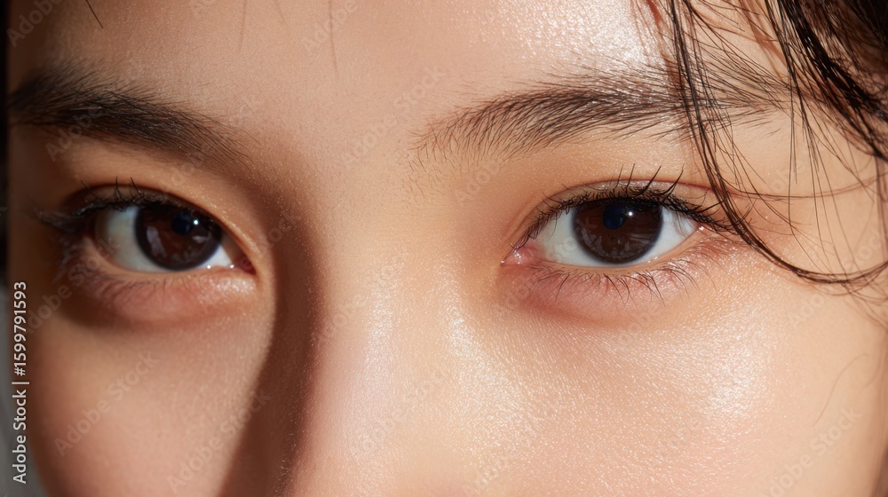 Obraz premium Eyes: Close-up of captivating eyes, conveying depth, emotion, and a mesmerizing gaze. The delicate details of the iris, and the intensity of the look capture a sense of wonder.