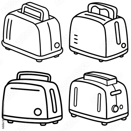 Toaster Icon – Outline Vector Illustration of Kitchen Appliance for Toasting Bread