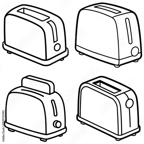 Toaster Icon – Outline Vector Illustration of Kitchen Appliance for Toasting Bread