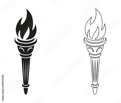 Flame torch icon vector. Torch icon flat and lineart style