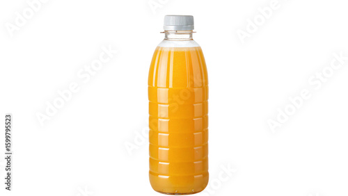 Fresh Orange Juice in Plastic Bottle – Healthy Citrus Drink Isolated on Transparent Background