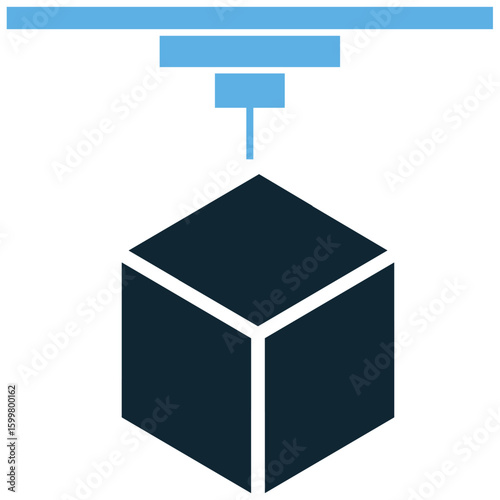 3D printing icon vector, symbolizing additive manufacturing and rapid prototyping. Ideal for innovation, industrial design, or future tech designs showcasing digital fabrication and customization.