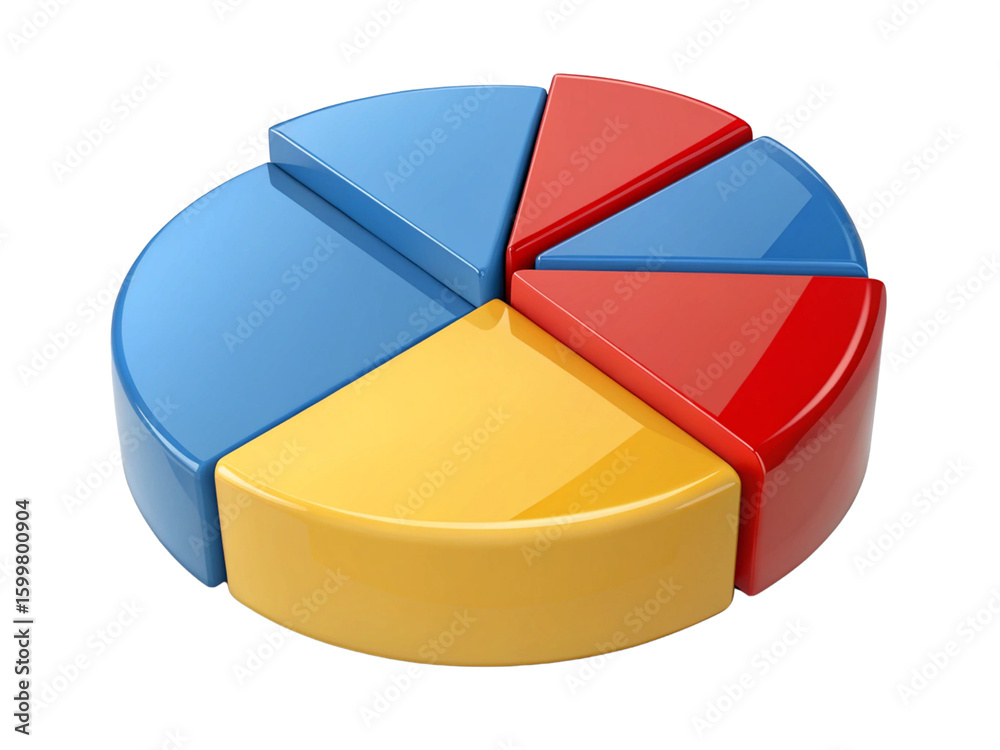 Obraz premium Colorful 3D circle chart isolated on a white background.