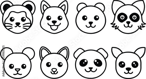 Funny Cartoon Animal Easter Egg Set Illustration