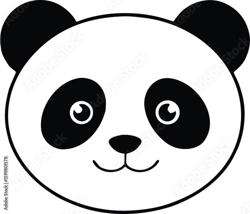 Smiling cartoon panda bear face with cute expression