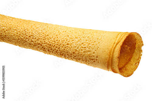 a close up of a pastry on a white background