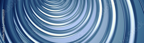 Foto Abstract metallic spiral design with a futuristic and glossy blue tone