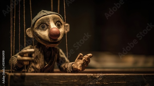 Wooden Marionette Puppet in Dramatic Lighting