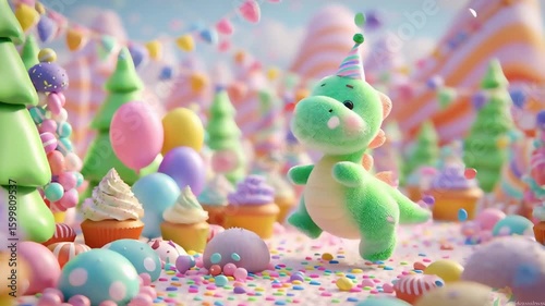 Cute Dinosaur Birthday Party: Balloons, Cupcakes, and Confetti Celebration
