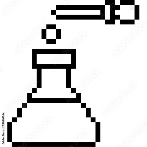 Pixel lab chemistry icon vector, perfect for science, education, or technology designs. Features beakers, test tubes, and scientific elements in a retro, digital art style.