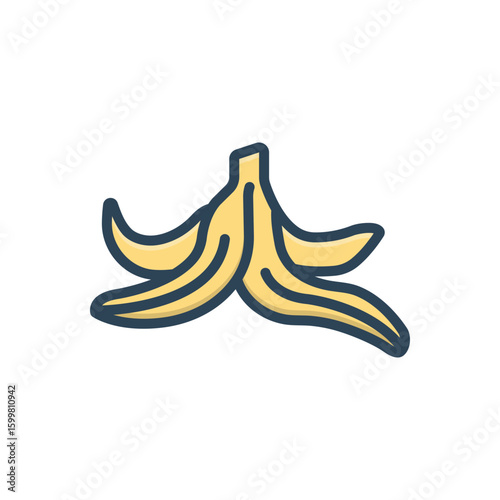 Color illustration icon for banana peel