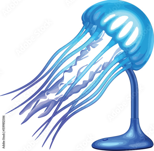 A whimsical jellyfish lamp with a vibrant blue hue and flowing tentacles brings a touch of the ocean to any space, perfect for adding a unique and playful accent.