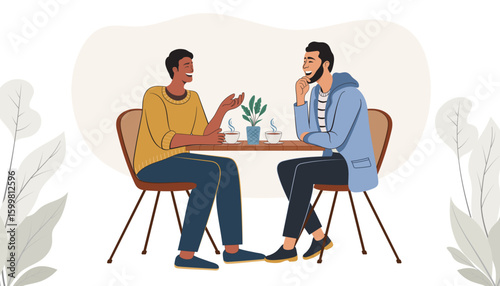 True friends captured at a cafe table talking and laughing