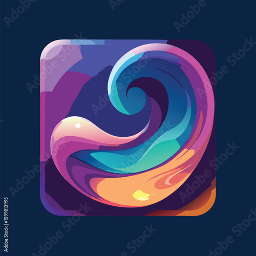 Abstract liquid swirl background with multicolor gradient vector