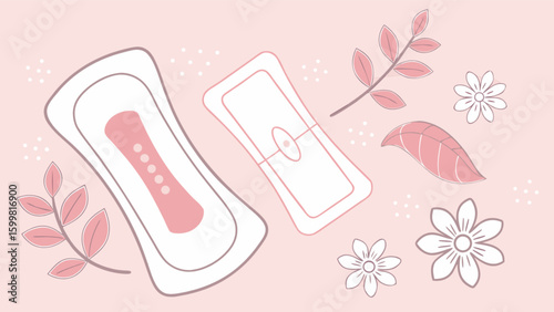 Feminine hygiene products menstrual pads vector illustration for women health and period care design