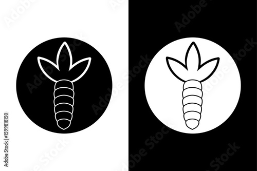 Silhouette Turmeric Root Illustration. Ayurveda and Healthy Food Icon Vector