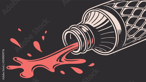 Download artist paint tube with red paint spilling vector illustration for creative projects now available