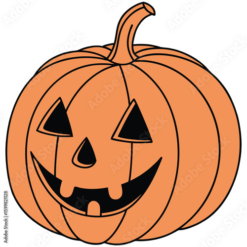 Cheerful jack-o'-lantern with triangle eyes and toothy grin