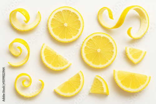 Lemon slices on white background.