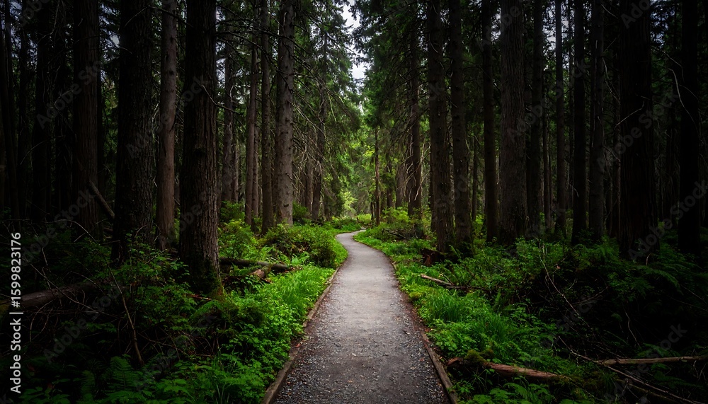 Obraz premium Forest Path Winding Through Trees