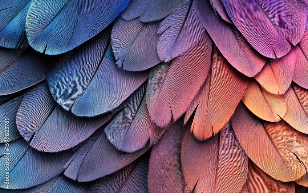 Obraz premium A close-up of a colorful parrot's feathers reveals a vibrant pattern of green and blue, like a textured leaf in a tropical garden