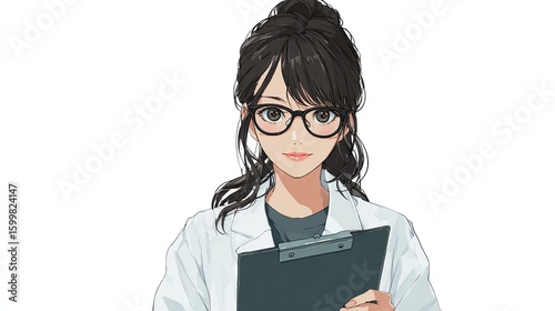 Wallpaper Mural Anime female scientist in white lab coat holding clipboard Torontodigital.ca