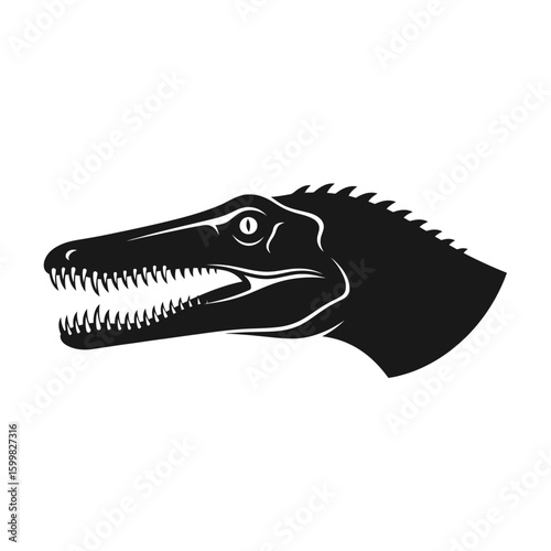 Silhouette illustration of a prehistoric Ankylosaurus dinosaur, head and neck.