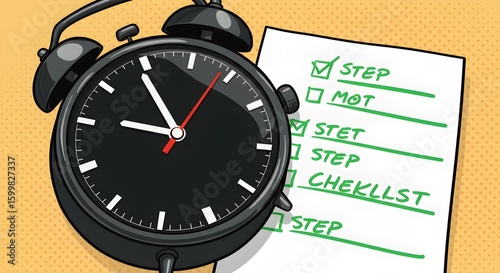 Checklist with alarm clock