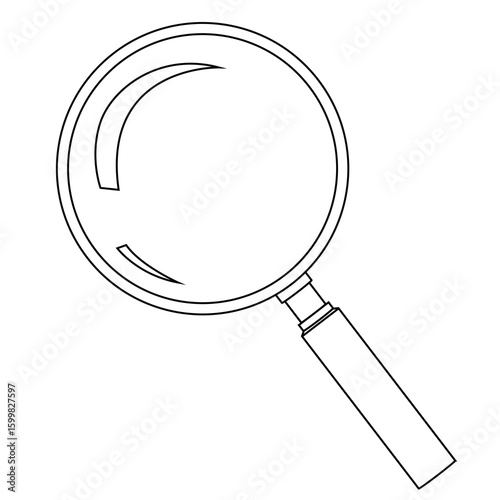 Cute cartoon hand drawn vector magnifying glass outline.