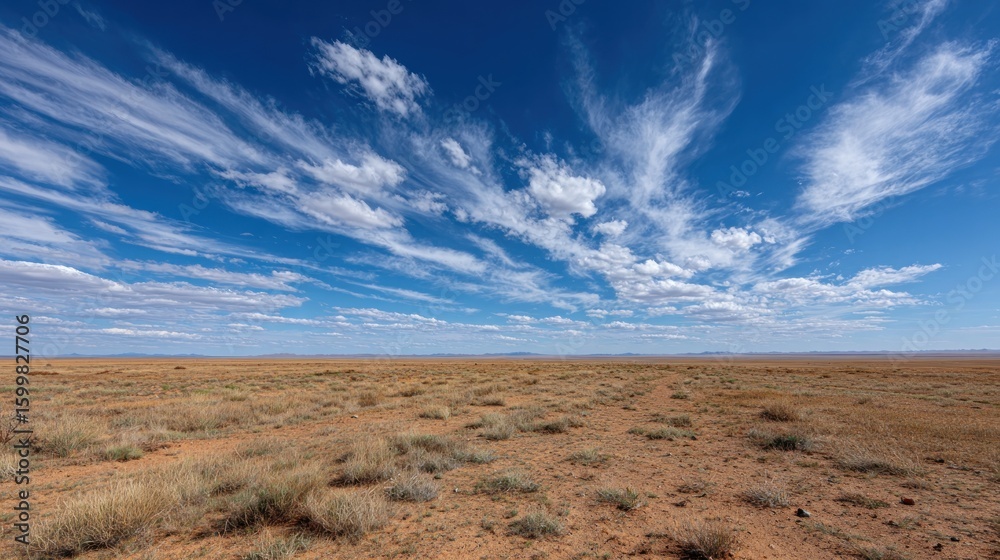 Fototapeta premium Vast, arid landscape under a dramatic sky
