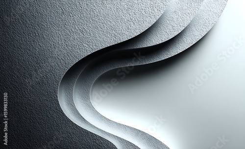 Abstract Gray Curved Page Corner Design Featuring Textured Layers and Subtle Shadow Effects on a Light Gray Background Creating a Modern Minimalist Style