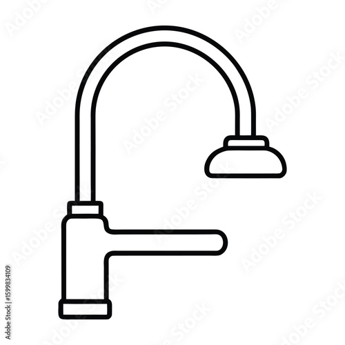 Line art vector of a kitchen faucet on white background