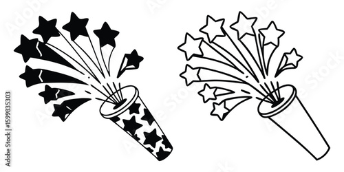 Set of 2 party blowers with stars