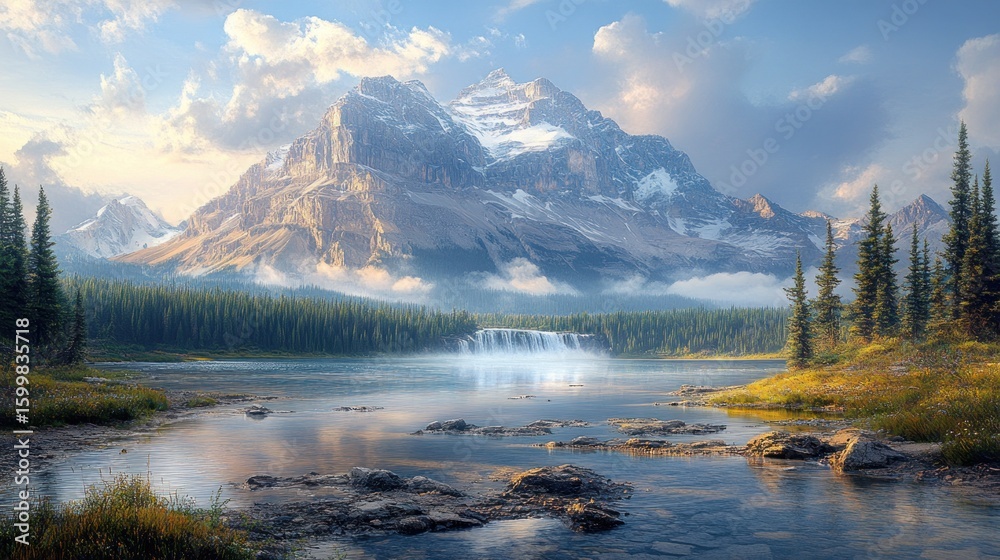 Fototapeta premium Majestic mountain lake at dawn