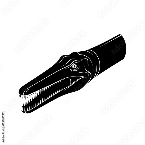 Silhouette of a Pachycephalosaurus head, showcasing its distinctive bony dome and sharp teeth.
