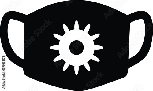 Protective Mask Icon Mouth Guard, surgical protective mask silhouette vector illustration