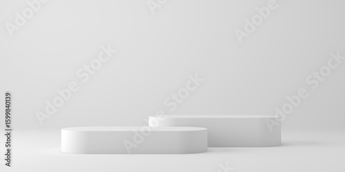 3D minimal background. 3d podium and white background for cosmetic, product presentation. 3d rendering illustration.
