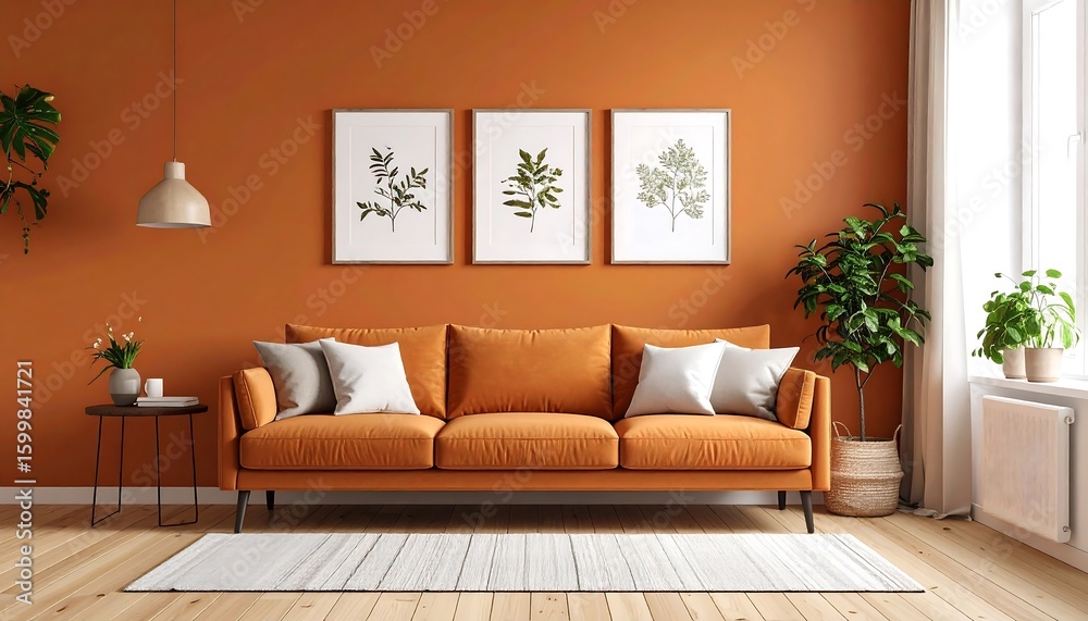Obraz premium Modern orange living room