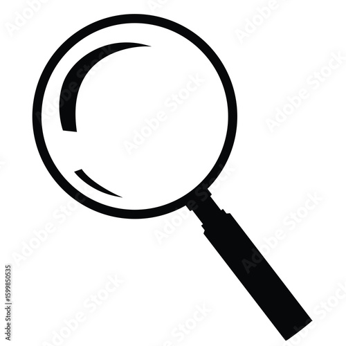 Cute cartoon hand dawn vector magnifying glass silhouette.