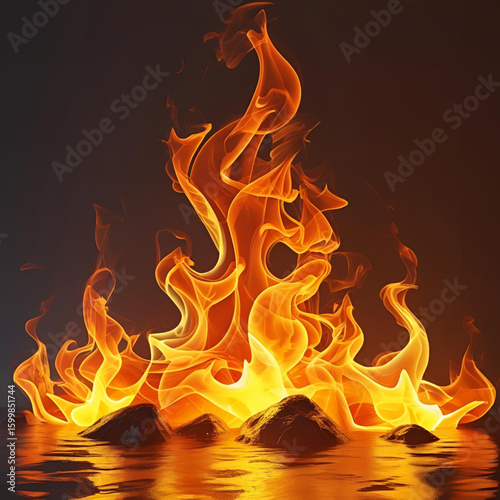 flame,fire,orange,yellow,abstract,stylized,digital art