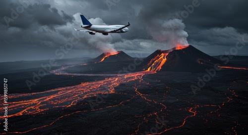Fiery Flow, Majestic Plane, Volcanic Landscape