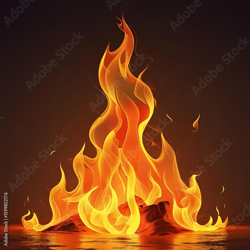 flame,fire,orange,yellow,abstract,stylized,digital art