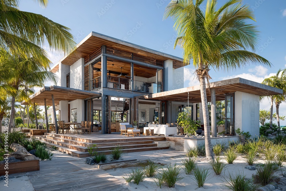 Fototapeta premium Open Villa With Beach Deck