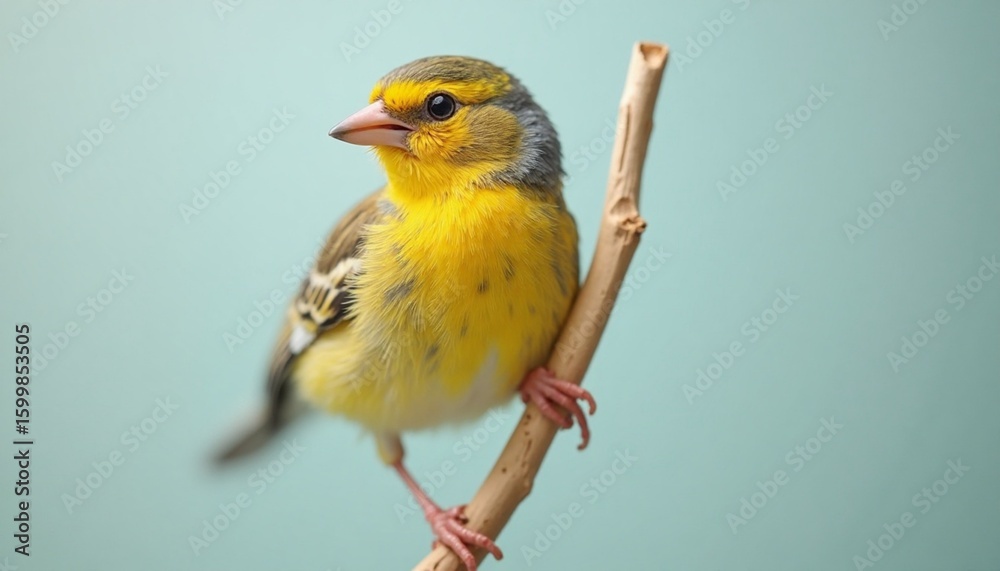 Fototapeta premium Cute Yellow Canary Bird on Branch