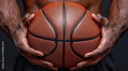 Close-up of Strong Hands Holding a Basketball