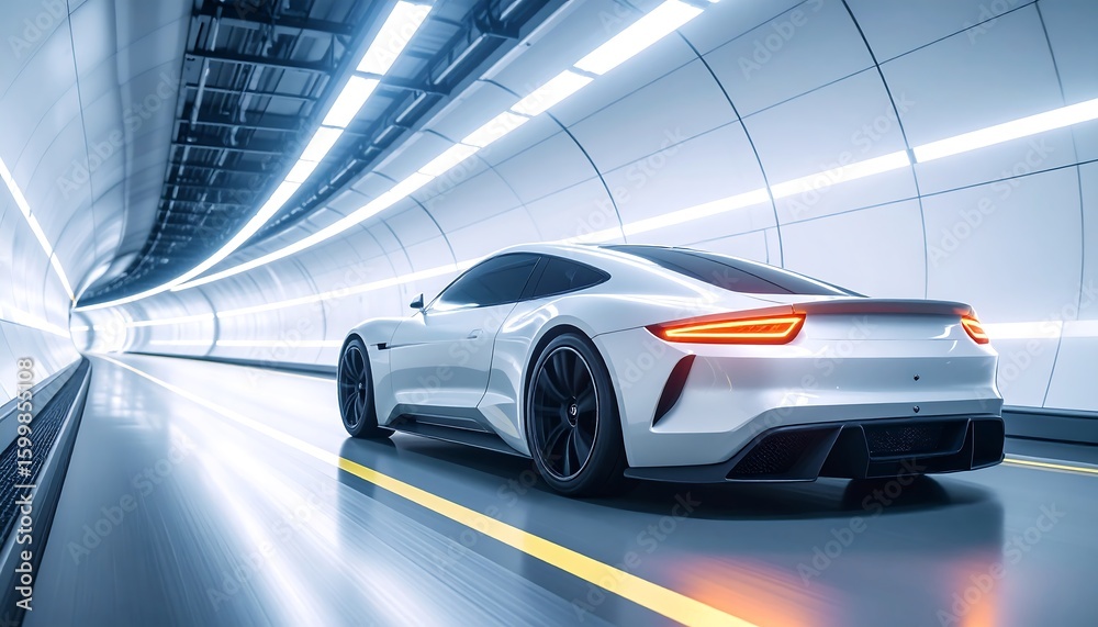 Obraz premium Futuristic sports car in a modern tunnel