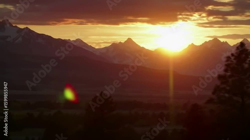Majestic Mountain Sunset Breathtaking Panorama of Golden Hour