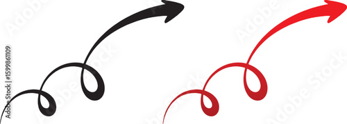 Twisted Red Upward Arrow Icon  Growth Direction Symbol in Transparent PNG Vector