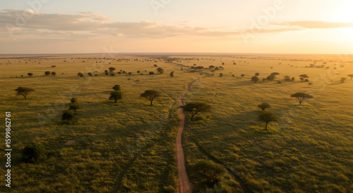 African Savannah Landscape at Golden Hour